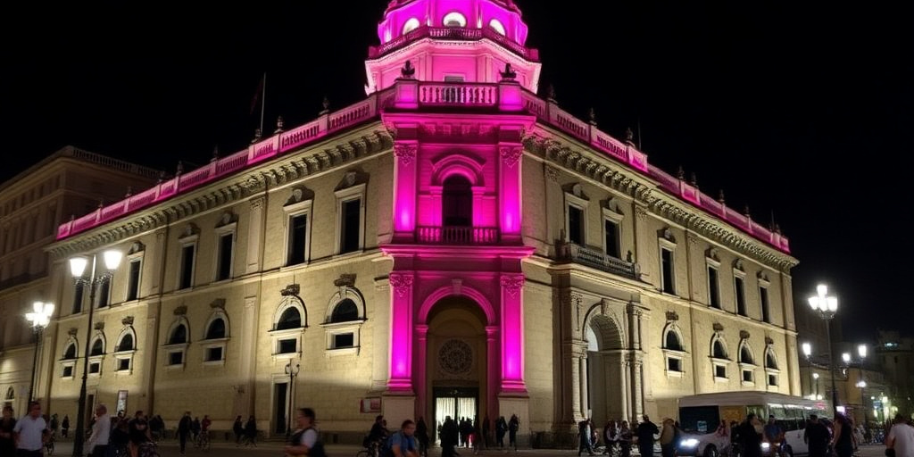 Napoli: Maschio Angioino illuminato per il Giro d'Italia.