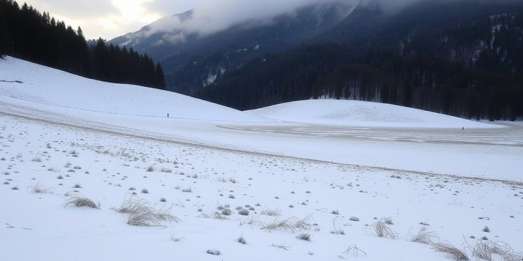 Neve e ghiaccio trasformano l'oasi di Colfiorito in un paesaggio bianco