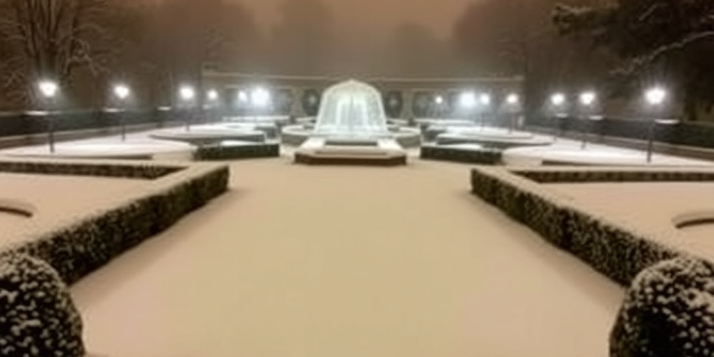 Nevicata improvvisa trasforma i Giardini Margherita di Bologna in un paesaggio bianco
