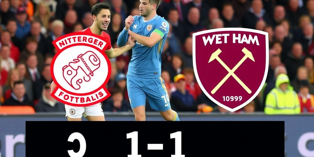 Nottingham Forest vince per la prima volta dal 14 dicembre con pareggio 1-1 contro West Ham