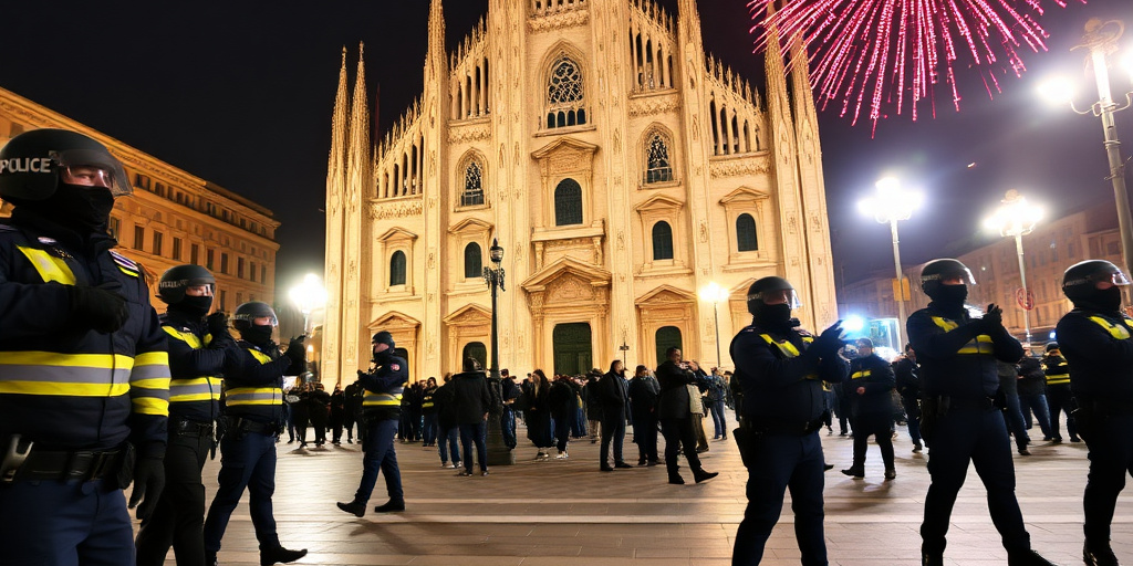 Polizia libera Piazza del Duomo a Milano prima della mezzanotte per il Capodanno 2026