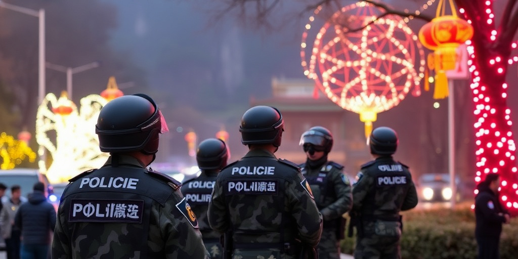 Polizia militare di Guilin vigila sul Capodanno: pattuglie e sicurezza nel parco Xishan