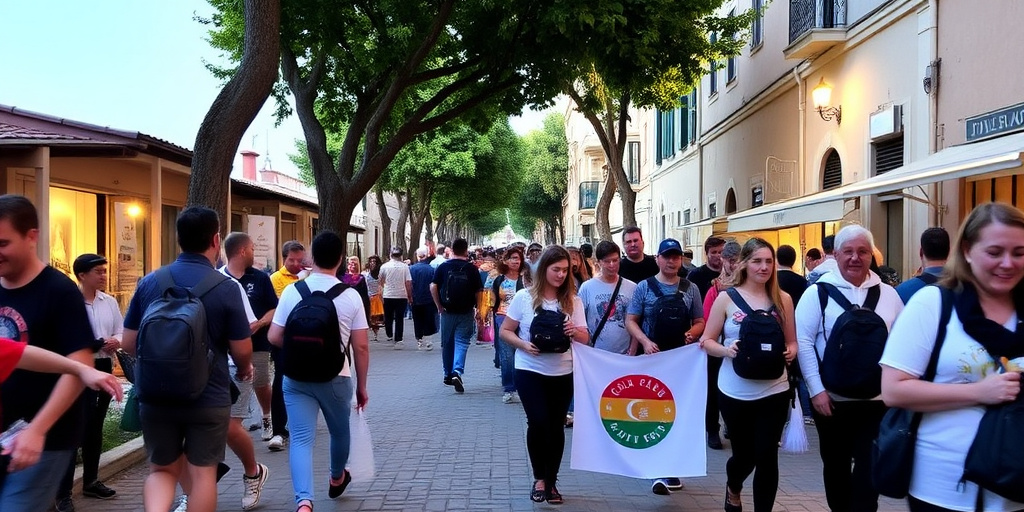Portici: cammino per la pace con bandiere arcobaleno