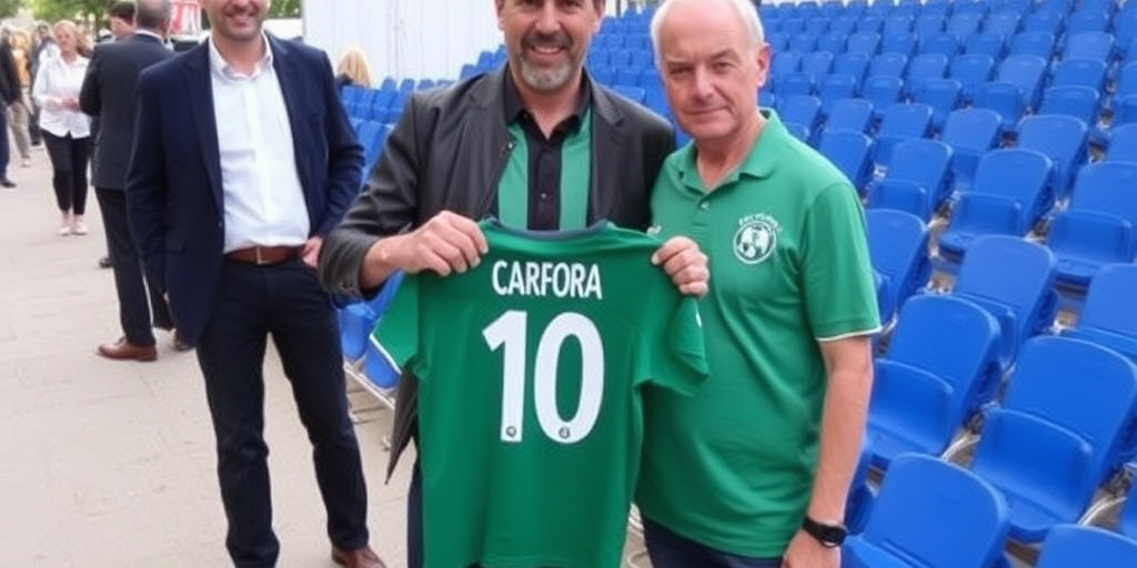 Preside Carfora riceve maglietta di riconoscimento durante incontro con studenti e aziende