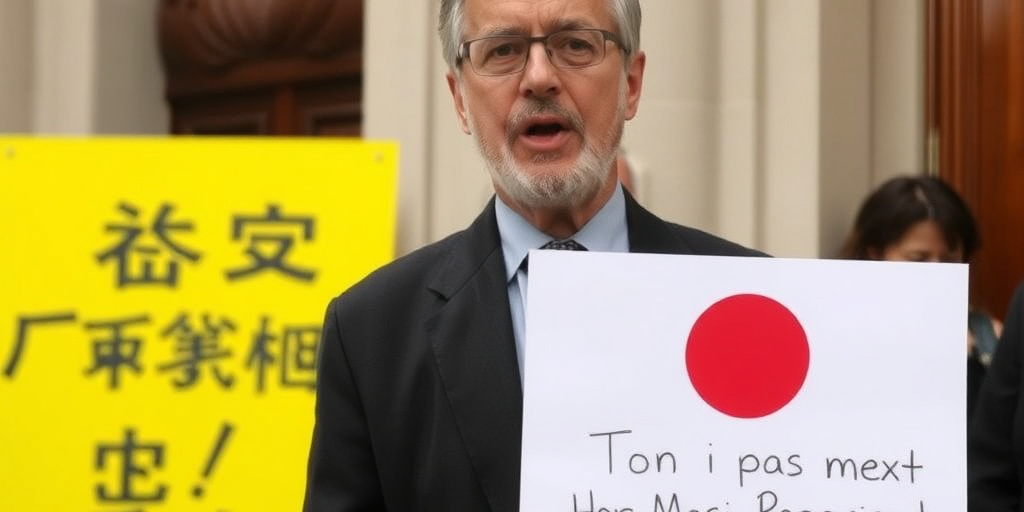 Professore Dall'Arno protesta davanti all'ambasciata giapponese a Roma per la scomparsa dei figli