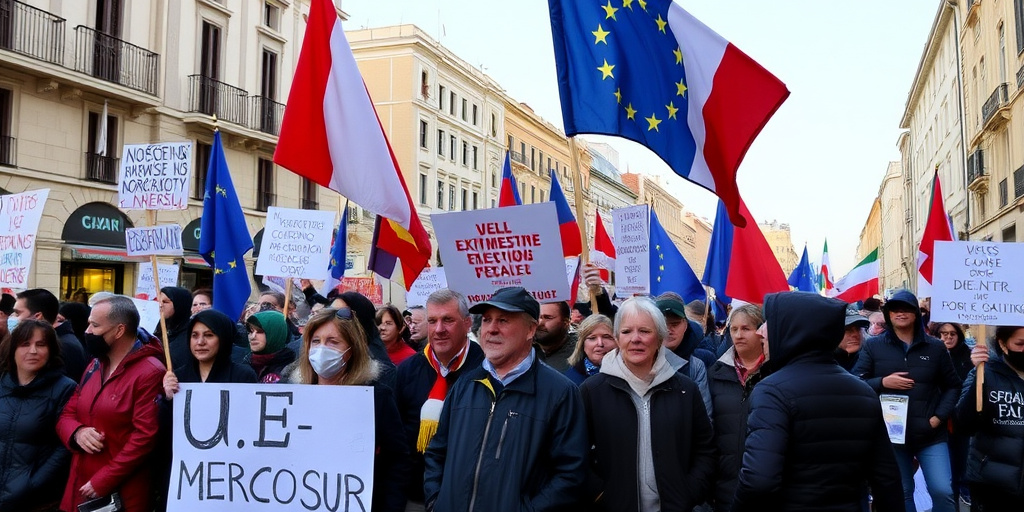 Protesta a Aquila contro l'accordo UE‑Mercosur