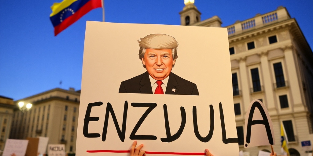 Protesta venezuelana a Napoli contro Donald Trump