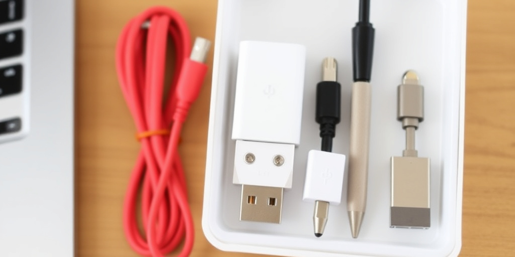 Questo puoi farlo: organizzare cavi USB e caricabatterie in scatola con divisori