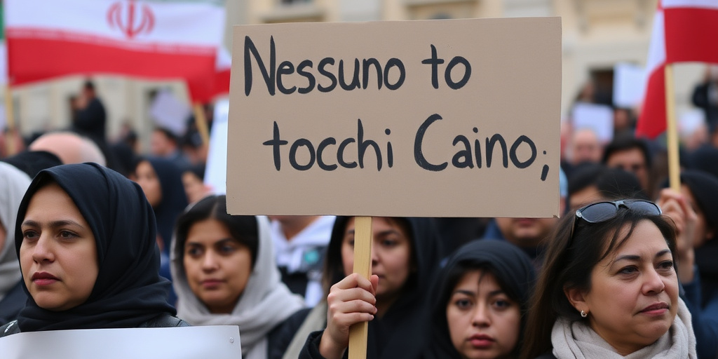 Rifugiati iraniani a Roma protestano contro la violenza in Iran con slogan «Nessuno tocchi Caino»