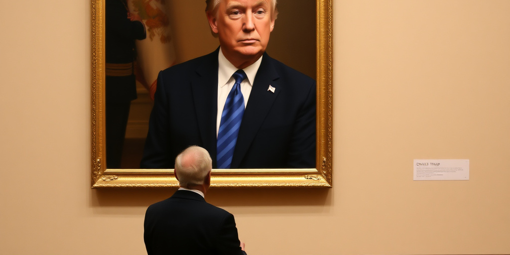 Ritratto di Donald Trump esposto nella National Portrait Gallery di Washington