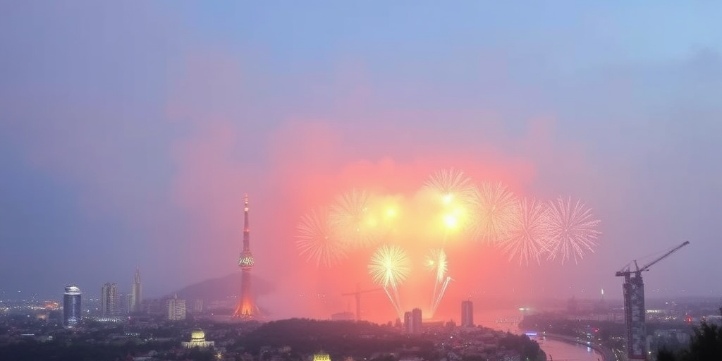 Spettacolo di droni e fuochi d'artificio a Rongjiang per celebrare il Capodanno