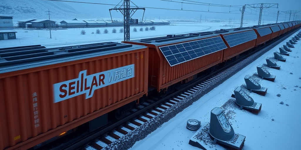 Treno cinese trasporta 45 container di pannelli solari da Xi'an a Baku, attraversando il Mar Caspio