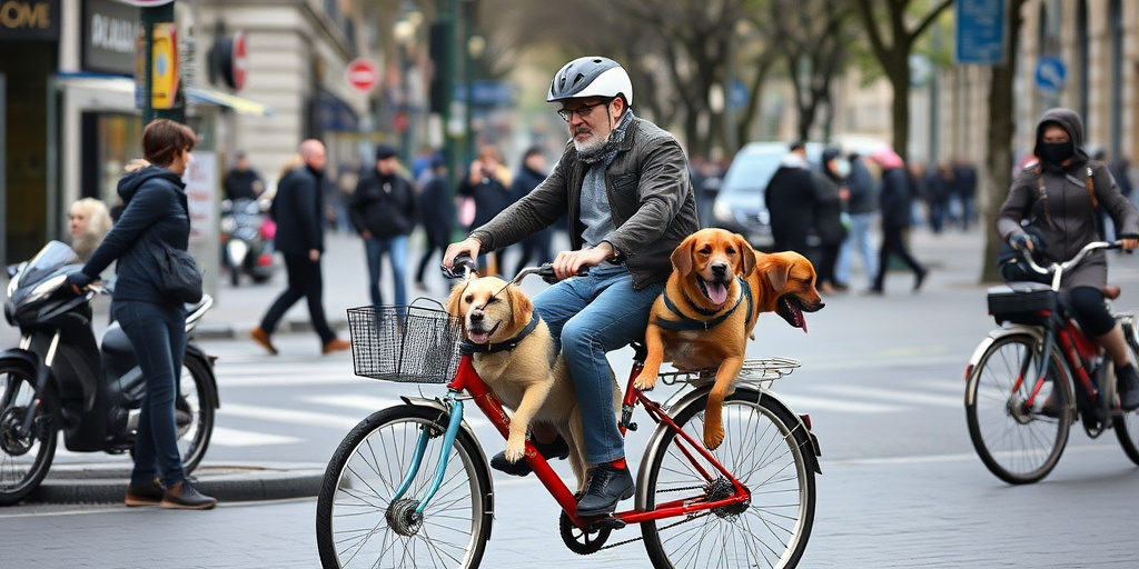Uomo su triciclo con cani avverte di pericolo di “onda” in centro città
