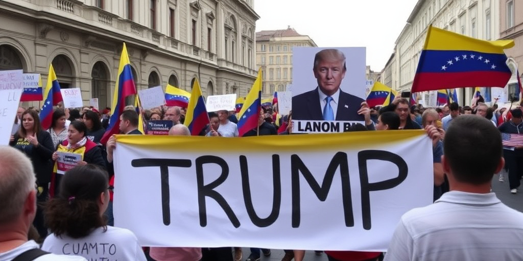 Venezuelani a Firenze: manifestazione a favore di Trump in Piazza Santa Maria Novella