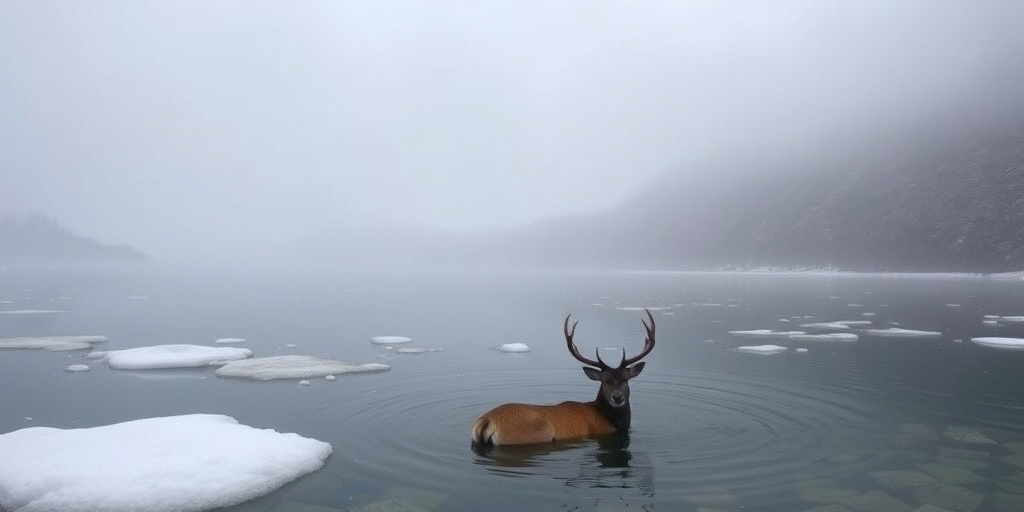 Vigili Fuoco salvano cervo intrappolato in lago ghiacciato alle Cave del Predil