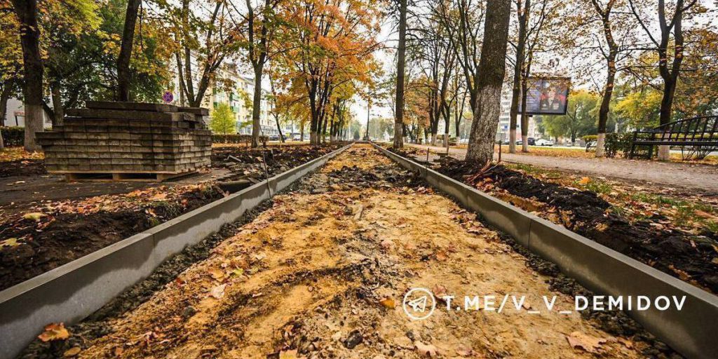 В Белгороде продолжается строительство велосипедной дорожки от Мичурина до Студенческой