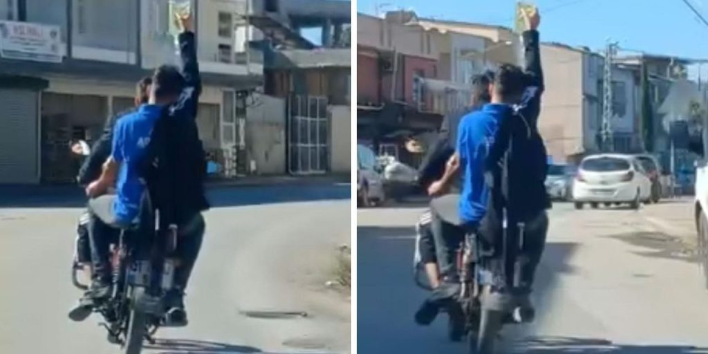 Adana'da akıllara durgunluk veren görüntü! Serum takılı halde motosikletle yolculuk yaptı
