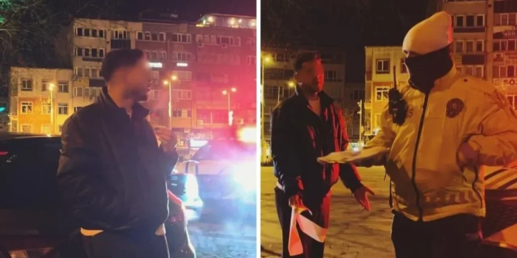 Poliziotto di Tekirdağ fermò un guidatore ubriaco che cercava di evitare la sanzione parlando di voler diventare poliziotto