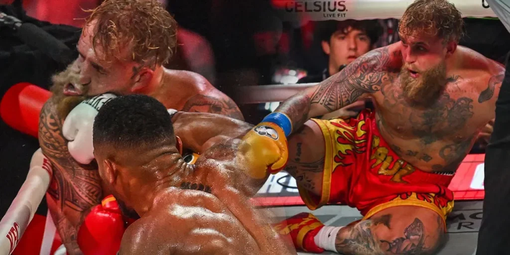 Anthony Joshua sconfitto a nocaut da Jake Paul, che ha rotto il mento