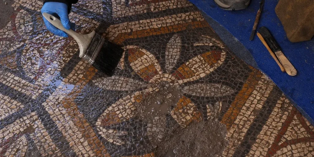 Mosaico di 1500 anni con motivo “Süleyman düğümü” scoperto nella città antica di Smirna (Izmir)