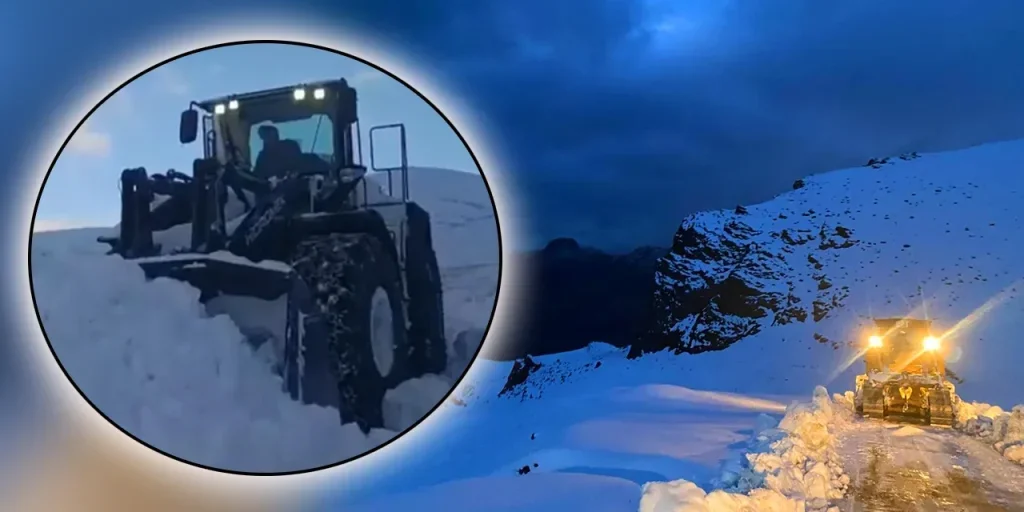 Neve di un metro a Beyaz: bulldozer apre le strade