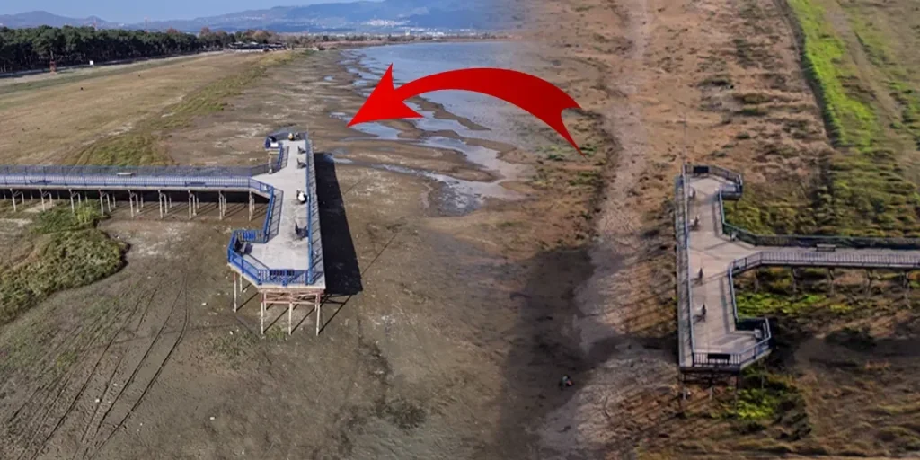 Il livello dell’acqua del Lago di Iznik diminuisce, esponendo rovine archeologiche