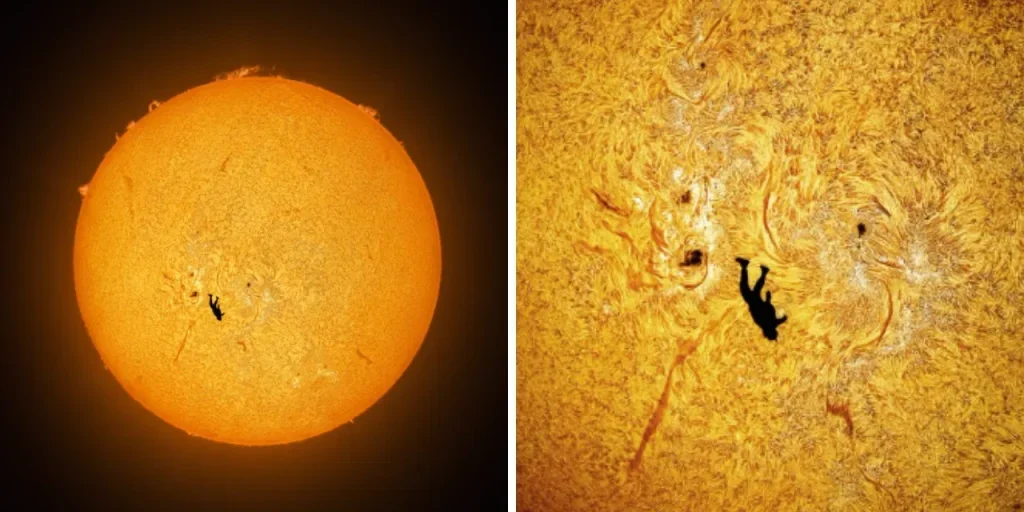 Fotografo cattura paracadutista davanti al sole in Arizona: sei tentativi, immagine virale