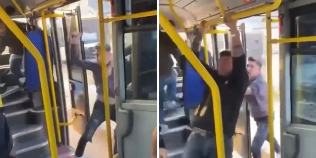 Rissa in autobus a Nilüfer: una persona colpisce il veicolo, scena registrata