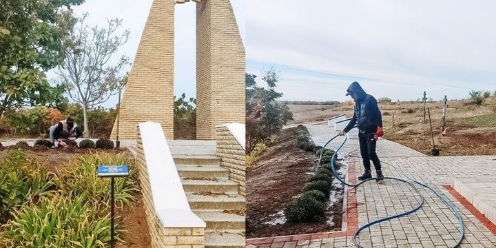 В Мелитополе провели озеленение мемориала на месте прорыва линии «Вотан»