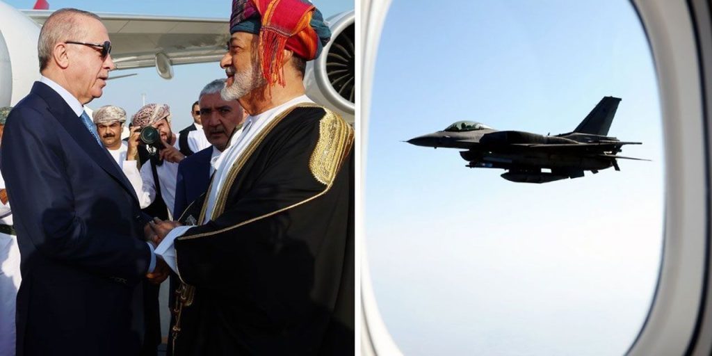 Cumhurbaşkanı Erdoğan, Körfez turunun son ülkesi Umman'da! Başkanlık uçağına F-16'lar eşlik etti