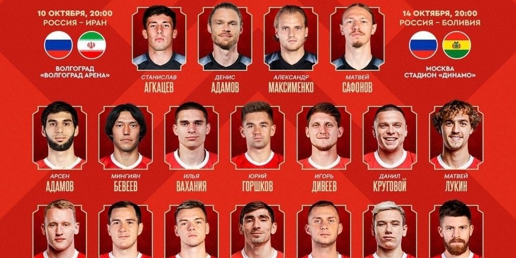 Опубликованы имена итогового состава сборной России по футболу