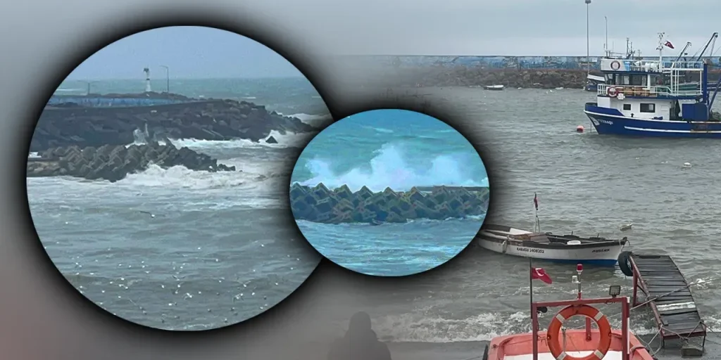 Tempesta a Düzce: onde di 5 metri impediscono ai pescatori di aprirsi al mare