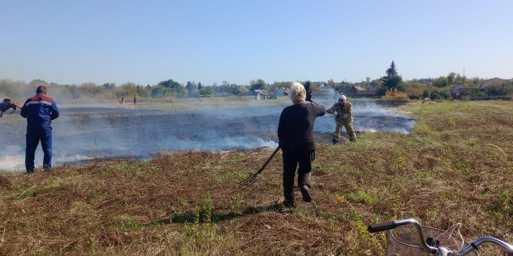 В Курской области пожарные и добровольцы спасли от огня два села