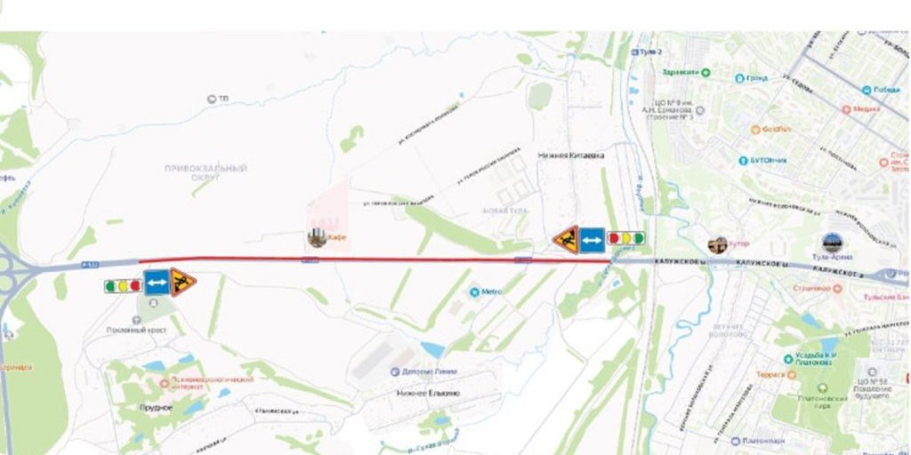 В Туле из-за ремонта Калужского шоссе движение изменится на неделю