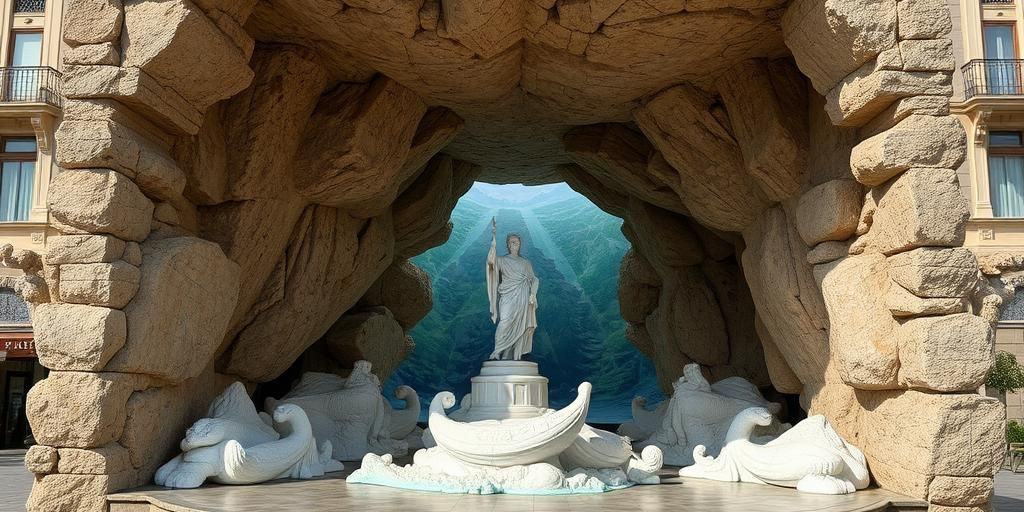 Cavea di Piazza Garibaldi a Napoli: installazione 3D di figure marine crea un abisso visivo