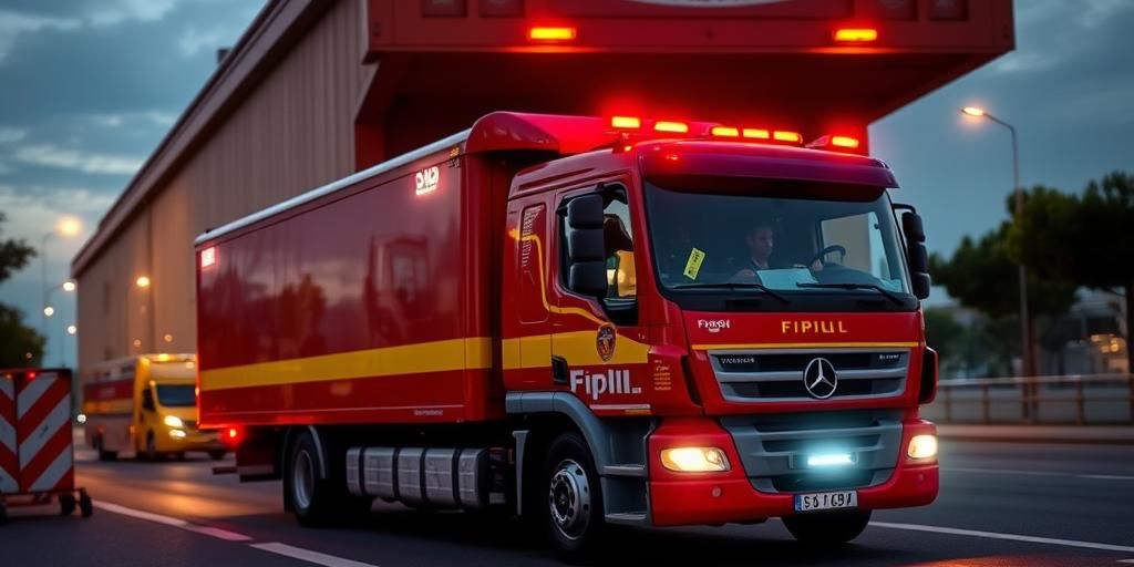 Camion FiPiLi in fiamme all’interporto di Livorno causa code e chiusura della strada