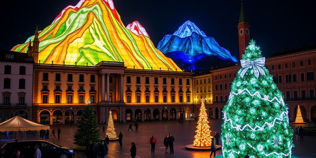 Bologna: 19 megaliti gonfiabili di 14 metri illuminati con i colori delle Dolomiti in piazza Maggiore dal 21 al 26 dicembre
