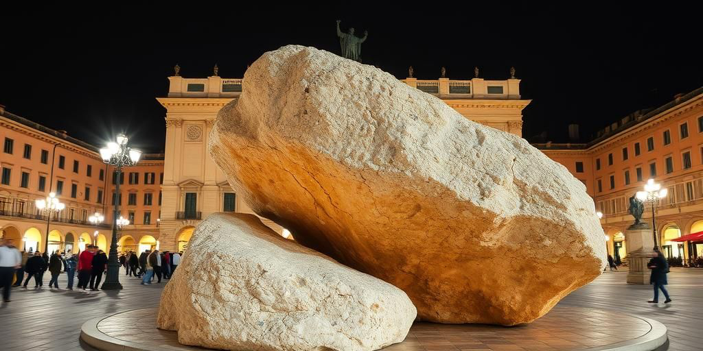 Installazione di rocce giganti in piazza Maggiore: inaugurazione prevista per 21 dicembre