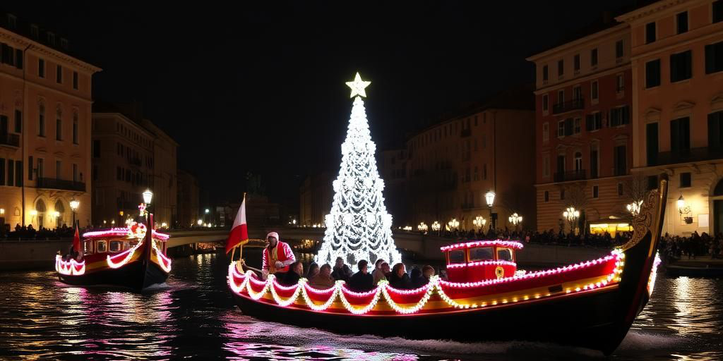 Regata di Babbi Natale sul Canal Grande: anziani portano auguri ai passanti