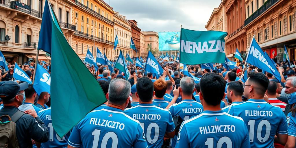 Tifosi del Napoli si radunano in piazza per opporsi al divieto di trasferta