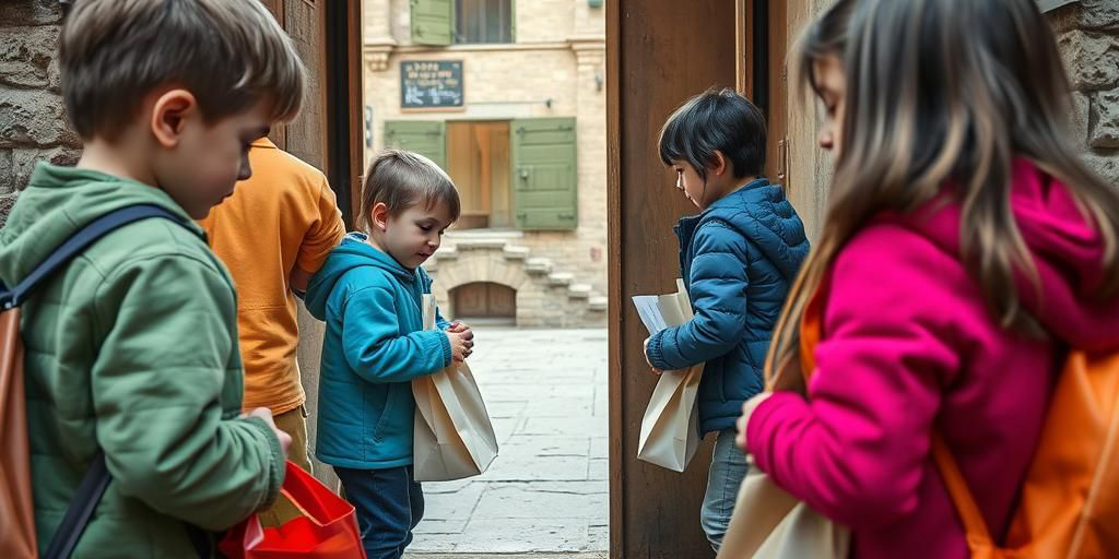 Bambini, insegnanti e anziani di Firenze realizzano lavoretti di recupero da appendere alle porte della scuola Viani