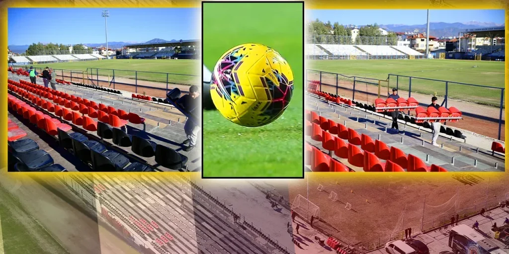 Stadio di Fethiye: tribuna demolita dopo terremoto, nuove tribune portatili in fase di installazione