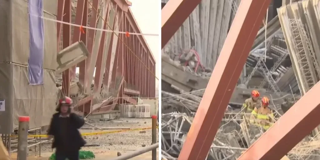 Crollo di una struttura in acciaio durante la costruzione di una biblioteca a Gwangju: un operatore morto e tre intrappolati