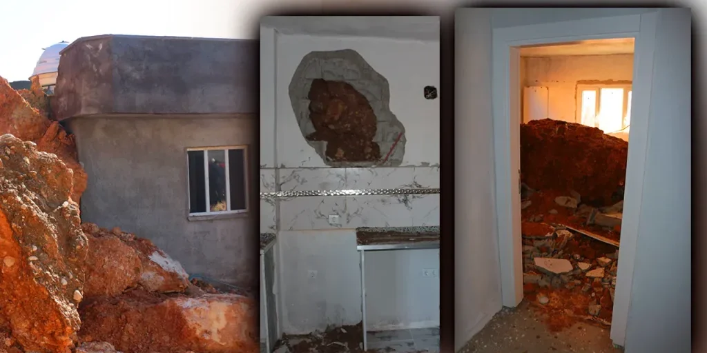 Roccia cade su casa a Şırnak: famiglia sfugge al pericolo