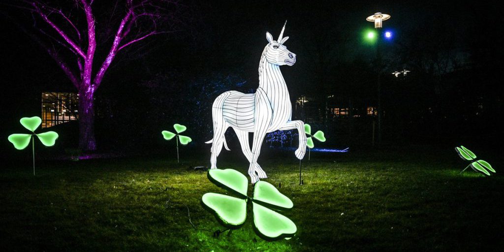 Grugapark di Essen: Evita l'auto durante lo spettacolo di luci per sicurezza del traffico