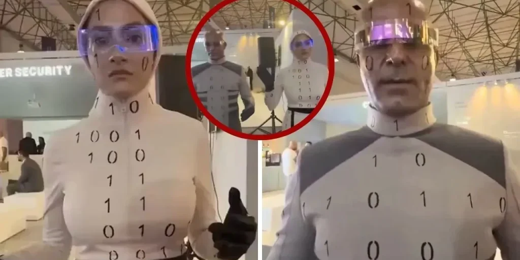 Robot umanoidi in costume al salone della tecnologia iraniano: scoperta sorprendente
