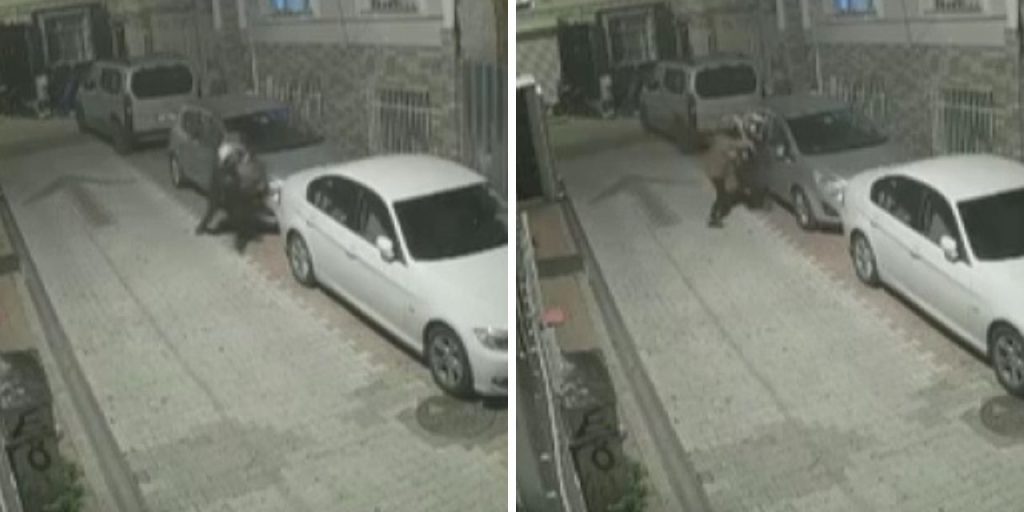 İstanbul'da akılalmaz görüntü! Kendisine vuran kadını döverek yerde sürükledi