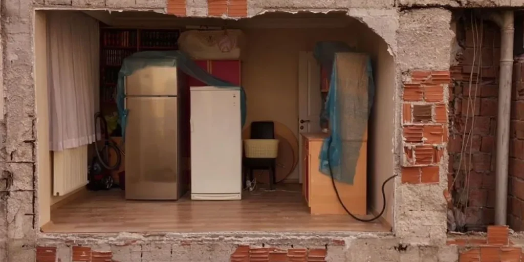 Demolizione a Istanbul rivela assenza di pareti in appartamento adiacente