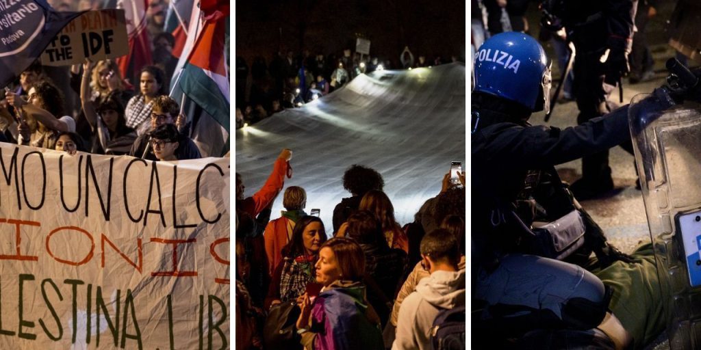 İtalya-İsrail maçı öncesi Filistin protestosu! Gazze'de ölen çocukların adı tek tek kefene yazıldı