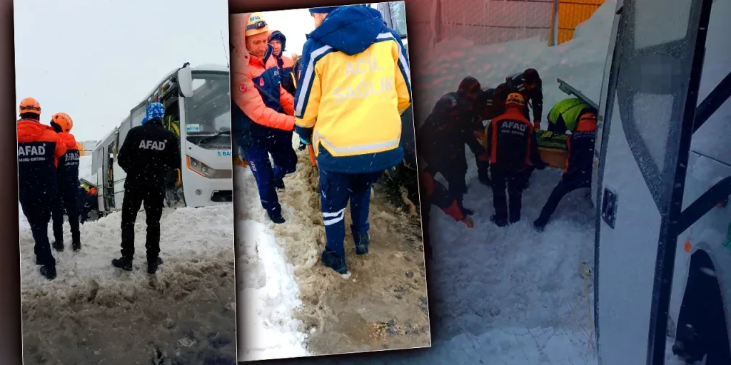 Minibus con sepolcro crolla a Kayseri a causa di nevicata, 22 feriti